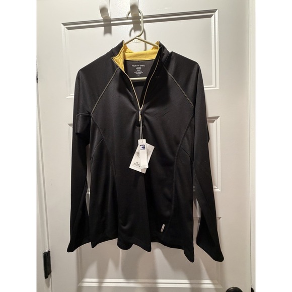 North End Tops - North End Sport‎ Blue 1/4 Zip Pullover Shirt Ladies Medium Black Yellow Active